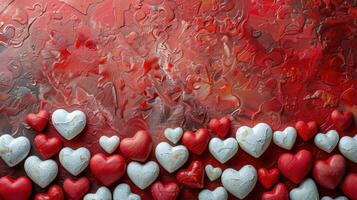 AI generated Red Background With Hearts photo