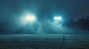 ai generado estadio iluminado por brillante luces foto