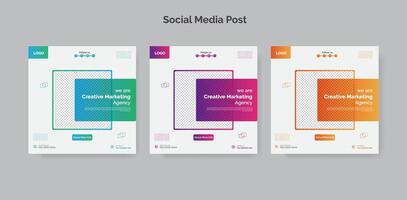 Business social media post set design. corporate banner design set. Three colour editable set layout. vector