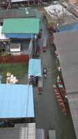 Floating market in Thailand Aerial video