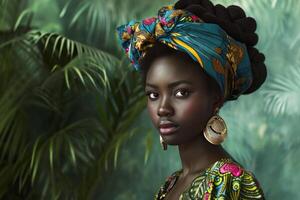 AI generated Resilient Afro american woman. Generate Ai photo