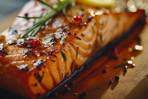 AI generated Flavorful Grilled salmon food. Generate Ai photo