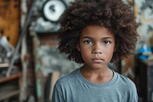 AI generated Imaginative Afro american boy. Generate Ai photo