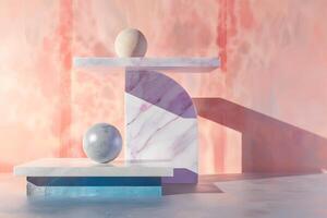 AI generated A marble sculpture featuring a sphere balanced delicately on top, showcasing the concept of balance in art and design. photo