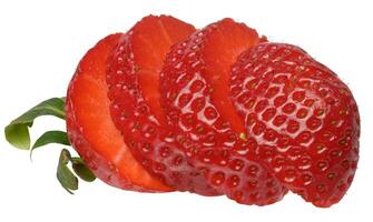 Sliced ripe red strawberries on isolated background photo