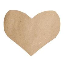 Cut out heart from brown craft paper on isolated background photo