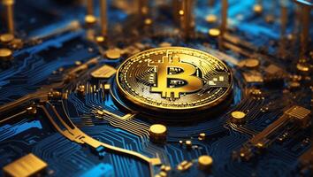 AI generated cryptocurrency Bitcoin digital money golden coin technology business concept Cryptocurrency bitcoin photo