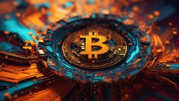 AI generated cryptocurrency Bitcoin digital money golden coin technology business concept Cryptocurrency bitcoin photo