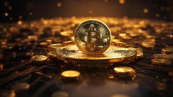 AI generated Bitcoin cryptocurrency digital money golden coin technology concept Cryptocurrency bitcoin photo