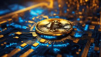 AI generated Bitcoin cryptocurrency digital money golden coin technology concept Cryptocurrency bitcoin photo