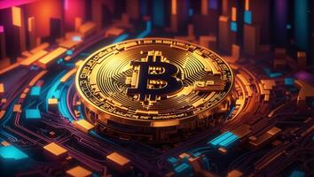 ai generado bitcoin criptomoneda digital dinero dorado moneda tecnología concepto criptomoneda bitcoin foto