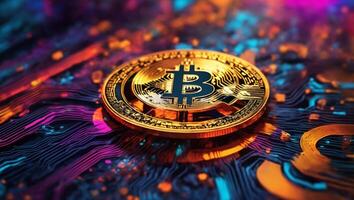 AI generated Bitcoin cryptocurrency digital money golden coin technology concept Cryptocurrency bitcoin photo