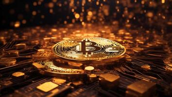 AI generated cryptocurrency Bitcoin digital money golden coin technology business concept Cryptocurrency bitcoin photo