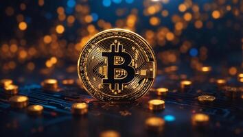 ai generado bitcoin criptomoneda digital dinero dorado moneda tecnología concepto criptomoneda bitcoin foto
