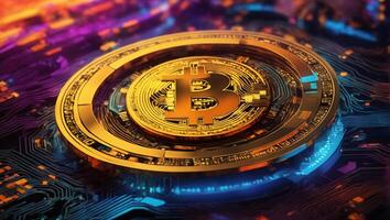 AI generated Bitcoin cryptocurrency digital money golden coin technology concept Cryptocurrency bitcoin photo