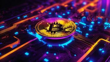 AI generated Bitcoin cryptocurrency digital money golden coin technology concept Cryptocurrency bitcoin photo