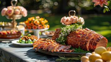 AI generated Abundant Meat Feast on Table photo