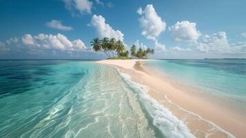 AI generated Small Island in Middle of Beach photo