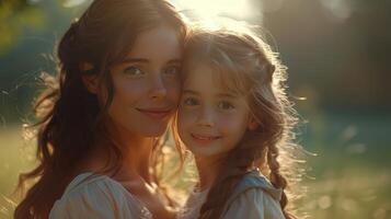 AI generated Two Young Girls Standing in a Field photo