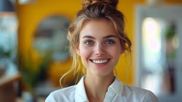 AI generated Smiling Woman Standing With Crossed Arms photo