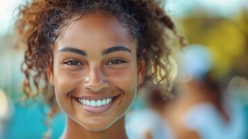 ai generado sonriente mujer retrato foto