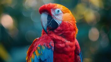 AI generated Colorful Bird Perched on Tree Branch photo