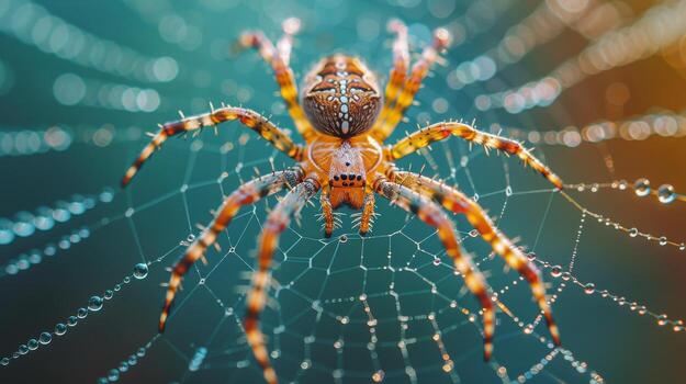 AI generated Spider on Web Close-Up photo