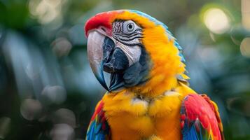 AI generated Colorful Bird Perched on Tree Branch photo