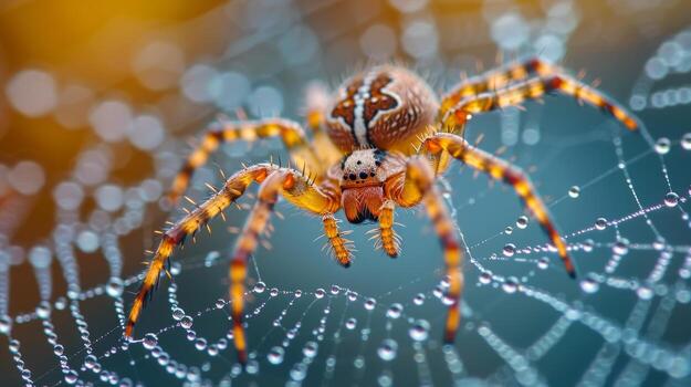 AI generated Spider on Web Close-Up photo
