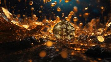 AI generated cryptocurrency Bitcoin digital money golden coin technology business concept Cryptocurrency bitcoin photo