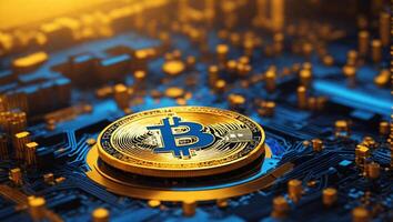 AI generated Bitcoin cryptocurrency digital money golden coin technology and business concept Cryptocurrency bitcoin photo