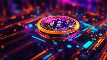 ai generado bitcoin criptomoneda digital dinero dorado moneda tecnología concepto criptomoneda bitcoin foto