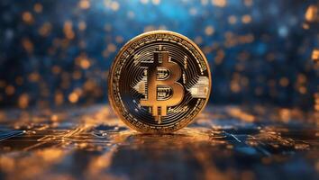 AI generated Bitcoin cryptocurrency digital money golden coin technology concept Cryptocurrency bitcoin photo