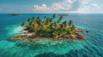 AI generated Palm Tree-Lined Island in Ocean photo