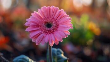 AI generated Pink Flower With Blurry Background photo