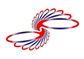 abstract figure, bird, wings, ribbon. A figure in blue and red on a white background. vector