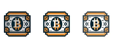 vector píxel Arte icono con bitcoin cuenta en blanco fondo, píxel gráficos