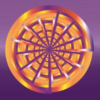 3d illustration multicolored background in shades of gold, orange and violet tones, geometric composition formed by concentric circles in a target with depth effect for printing on canvas, fabric vector