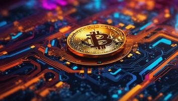 AI generated Bitcoin cryptocurrency digital money golden coin technology concept Cryptocurrency bitcoin photo