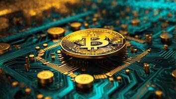 AI generated Bitcoin cryptocurrency digital money golden coin technology concept Cryptocurrency bitcoin photo