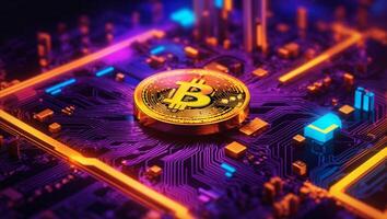 ai generado criptomoneda bitcoin digital dinero dorado moneda tecnología negocio concepto criptomoneda bitcoin foto