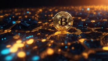 AI generated Bitcoin cryptocurrency digital money golden coin technology and business concept photo