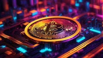 ai generado criptomoneda bitcoin digital dinero dorado moneda tecnología negocio concepto criptomoneda bitcoin foto