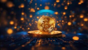 ai generado bitcoin criptomoneda digital dinero dorado moneda tecnología concepto criptomoneda bitcoin foto