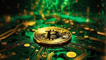 AI generated cryptocurrency Bitcoin digital money golden coin technology business concept Cryptocurrency bitcoin photo