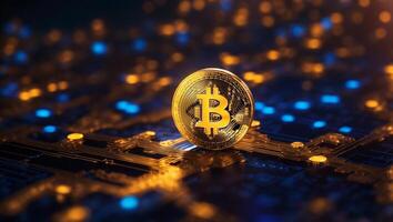 AI generated cryptocurrency Bitcoin digital money golden coin technology business concept Cryptocurrency bitcoin photo
