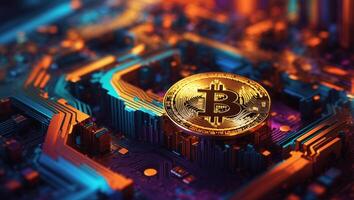 ai generado criptomoneda bitcoin digital dinero dorado moneda tecnología negocio concepto criptomoneda bitcoin foto