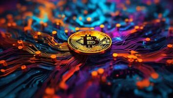 AI generated Bitcoin cryptocurrency digital money golden coin technology concept Cryptocurrency bitcoin photo