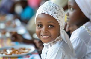 AI generated family having lunch together during Ramadan photo