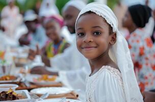 AI generated family having lunch together during Ramadan photo